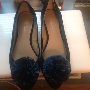 Adorable black and blue suede flats